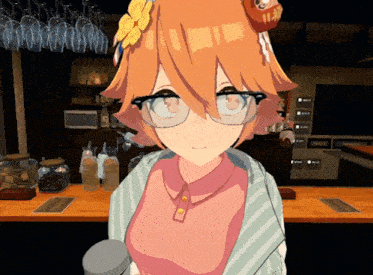 a girl wearing glasses and a flower in her hair