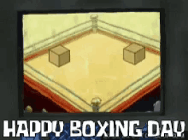 a picture of two boxes in a boxing ring with the words happy boxing day