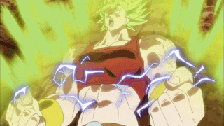 a cartoon character is standing in front of a green background with lightning coming out of his hands .