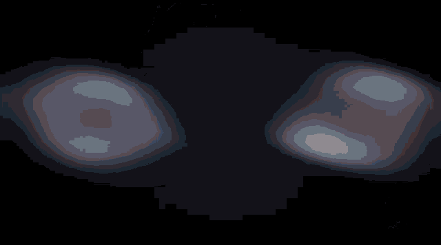 a close up of a person 's eyes with red circles in them on a black background .