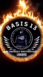 the logo for basis 13 is surrounded by fire