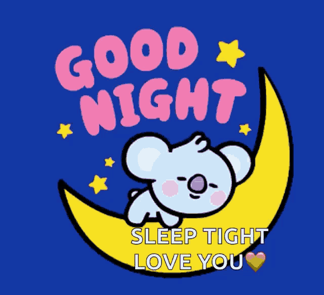 a cartoon of a koala on a crescent moon with the words good night sleep tight love you