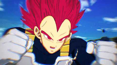a cartoon character with red hair and white gloves is standing in front of a blue sky