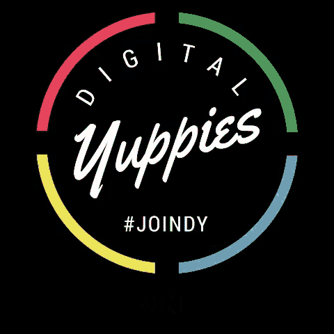 a logo for digital yuppies #joindy on a black background