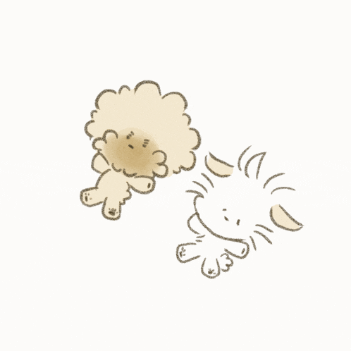 a drawing of a cat and a sheep with chinese characters around them
