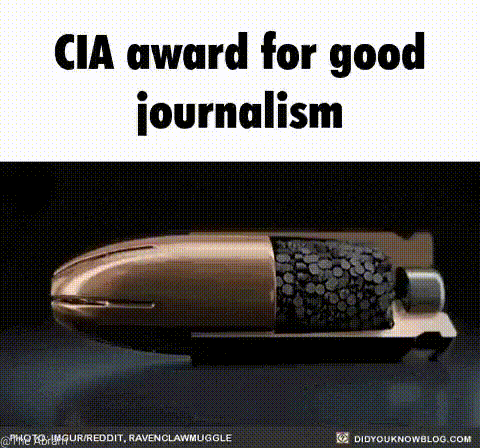 a picture of a bullet with the words cia award for good journalism