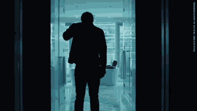 a silhouette of a person standing in a dark hallway with a watermark that says ' columbia pictures ' on it