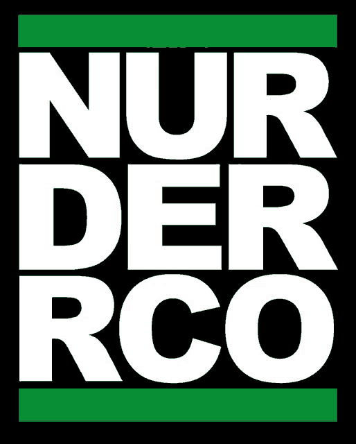 a green sign that says nur der rco in white