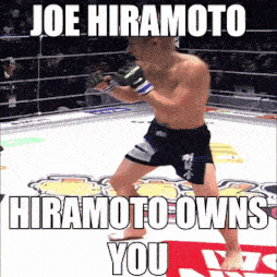 a man in a boxing ring with the caption joe hiramoto