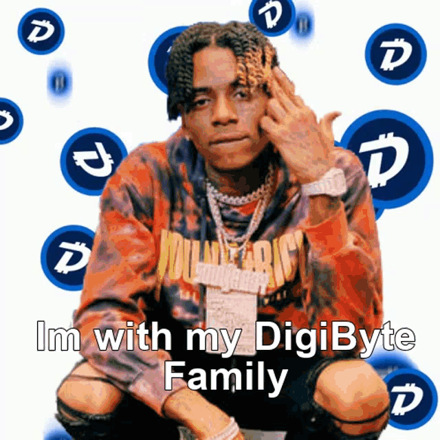 a picture of a man with the words im with my digibyte family on the bottom