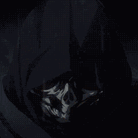 a pixel art of a demon with red eyes and a flame coming out of it 's mouth .