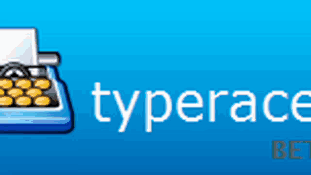 a blue background with a typewriter and the words typerace