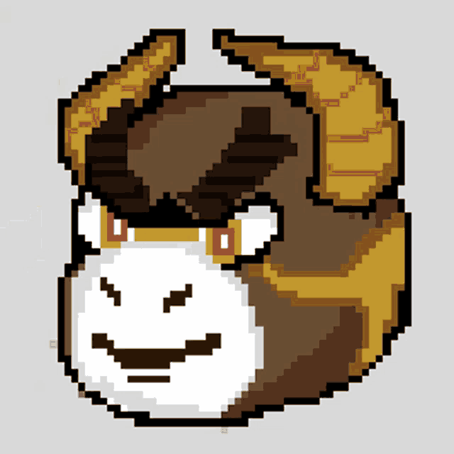 a pixel art drawing of a sheep with horns