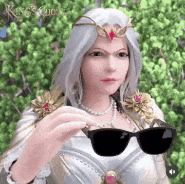 a cartoon character wearing sunglasses and a crown .