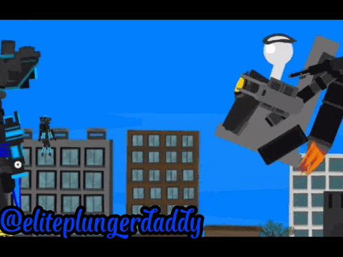 a cartoon drawing of a robot with the name eliteplungerdaddy on the bottom