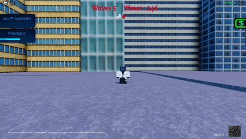 a screenshot of a video game with waves 5 written on the screen