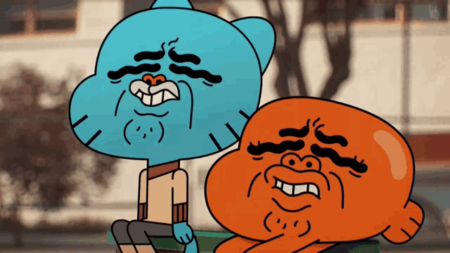 gumball and darwin from the amazing world of gumball making funny faces