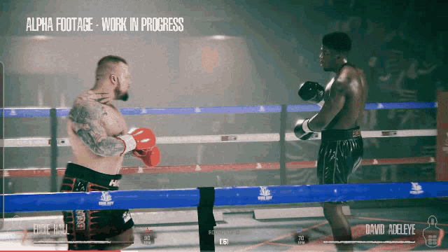 two men are boxing in a ring with the words alpha footage work in progress