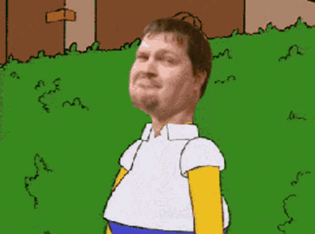 a cartoon of homer simpson standing in a field
