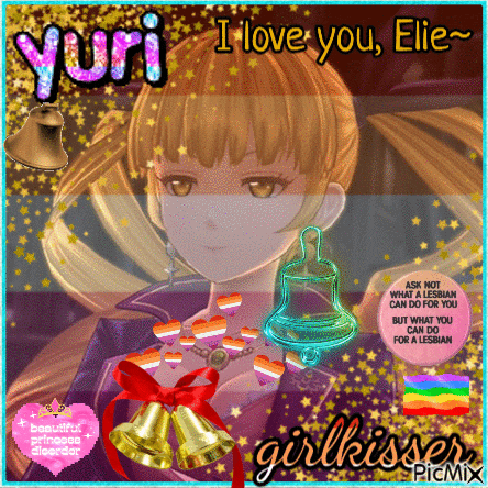a picture of a girl with the words " i love you elie " on it