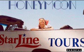 a poster for honeymoon starline tours with a woman in the back