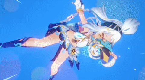a cartoon character with white hair is flying through the air