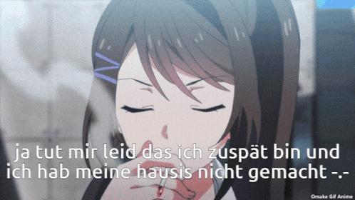 a gif of a girl with a quote in another language