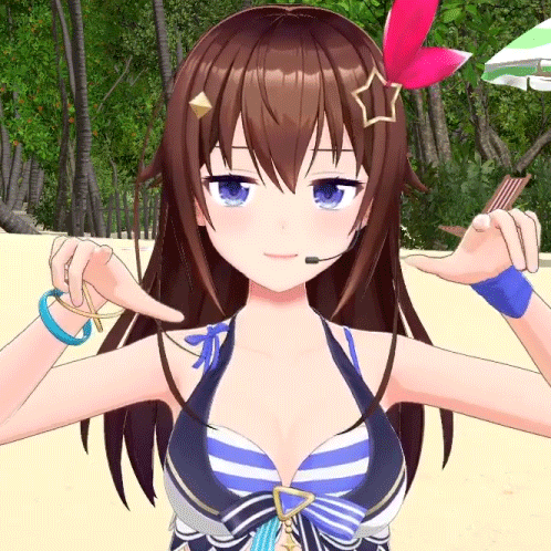 a girl in a bikini is giving a thumbs down sign .