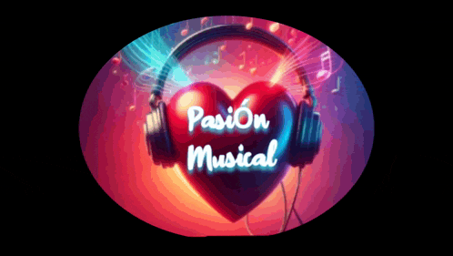 a heart with headphones on it and the words pasion musical