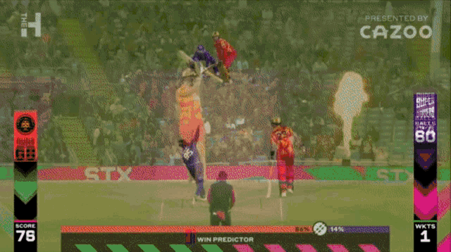 a cricket game is being played and the score is 78