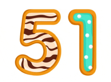 the number 51 with a zebra print on it