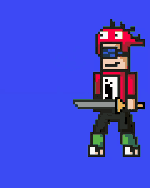 a pixel art drawing of a person with a sword