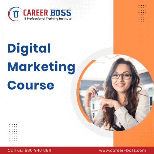 an ad for a digital marketing course with a smiling woman