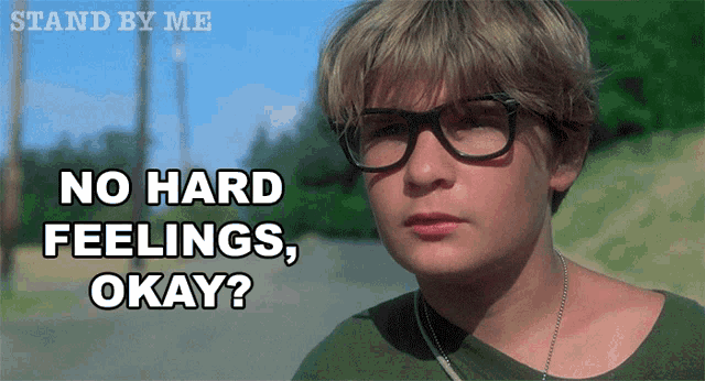 a poster for stand by me shows a young boy wearing glasses