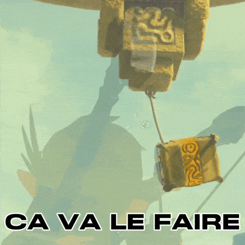 a picture of a statue with the words ca va le faire