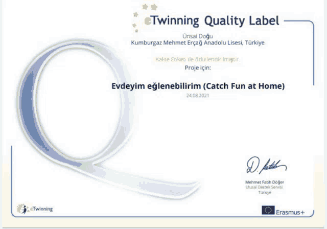 a certificate that says twinning quality label on the bottom