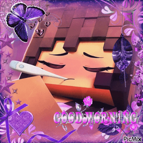 a picture of a person with a thermometer in their mouth and the words " good morning "