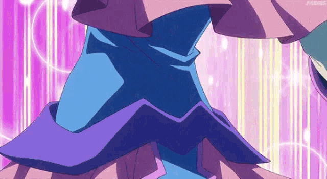 a close up of a person 's feet in a purple and blue dress .