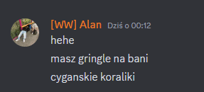 a screenshot of a conversation between alan and cyganski koraliki