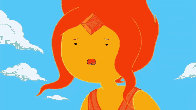 a cartoon character with a red diamond on her head