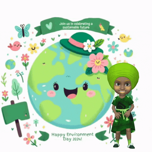 a poster for happy environment day 2024 with a girl