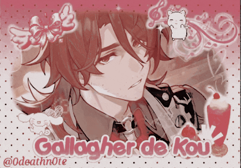a drawing of a man with the name gallagher de kou on the bottom