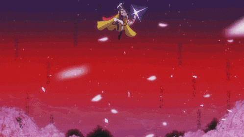 a cartoon character is jumping in the air with a yellow cape
