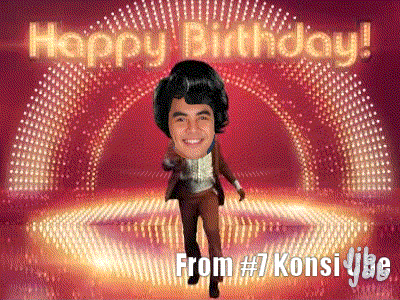 a happy birthday greeting card with a picture of a man dancing