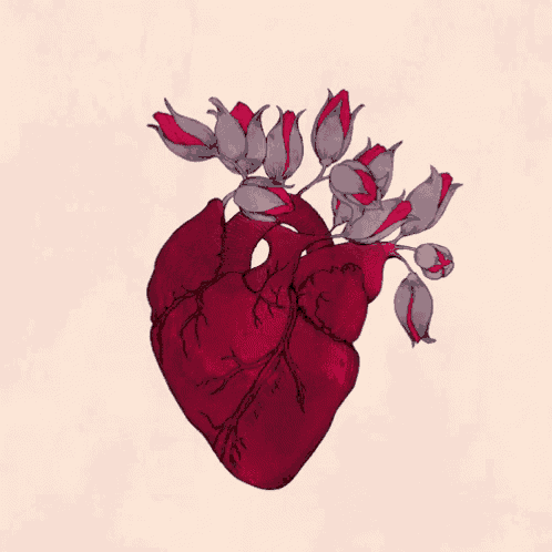 a drawing of a heart surrounded by flowers