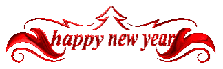 a sign that says happy new year with swirls