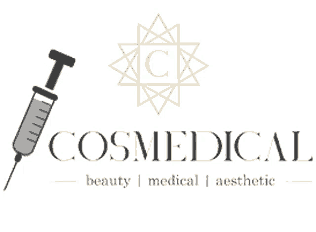 a logo for cosmeutical beauty medical and aesthetic with a syringe