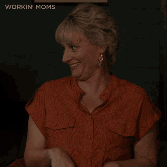 a woman says that was crazy in a workin moms advertisement
