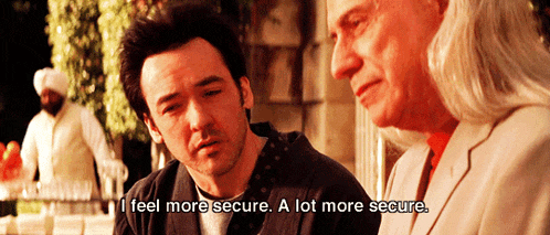 a man says " i feel more secure a lot more secure " while sitting next to another man