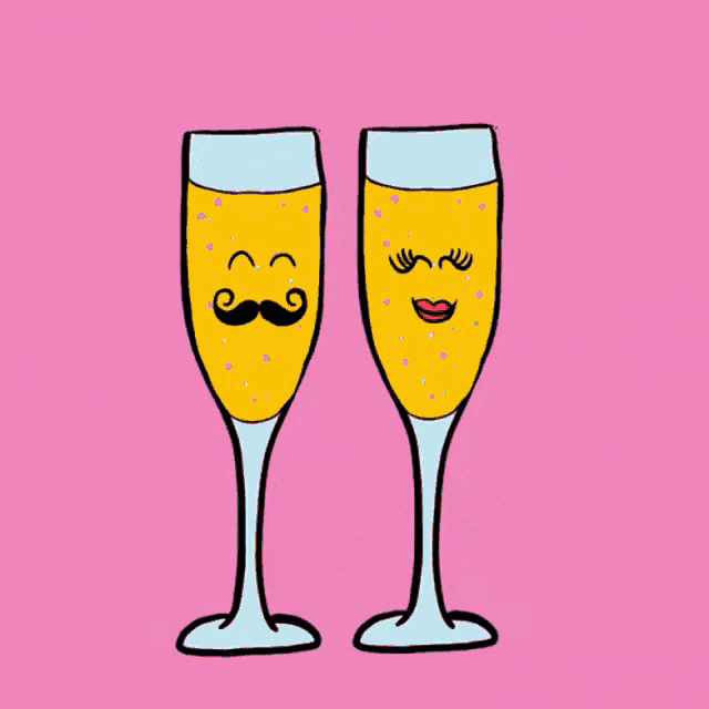 two champagne glasses with faces on them and the words happy 2020